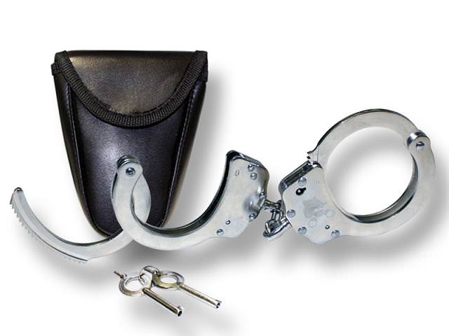 Silver Double Lock Handcuffs With Carry Case