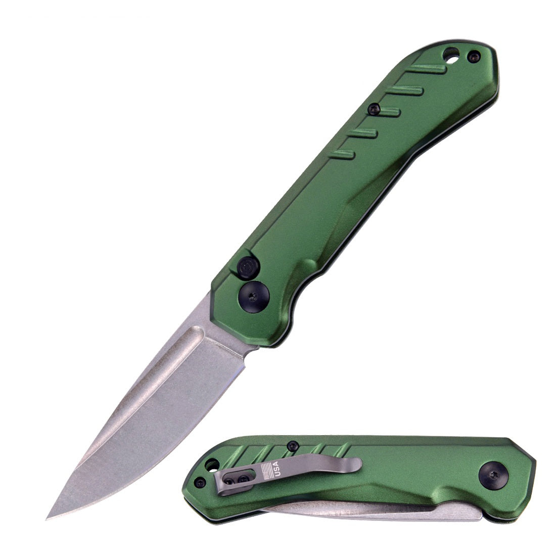 8" Green Clip Point Blade Switchblade Automatic Pocket Knife