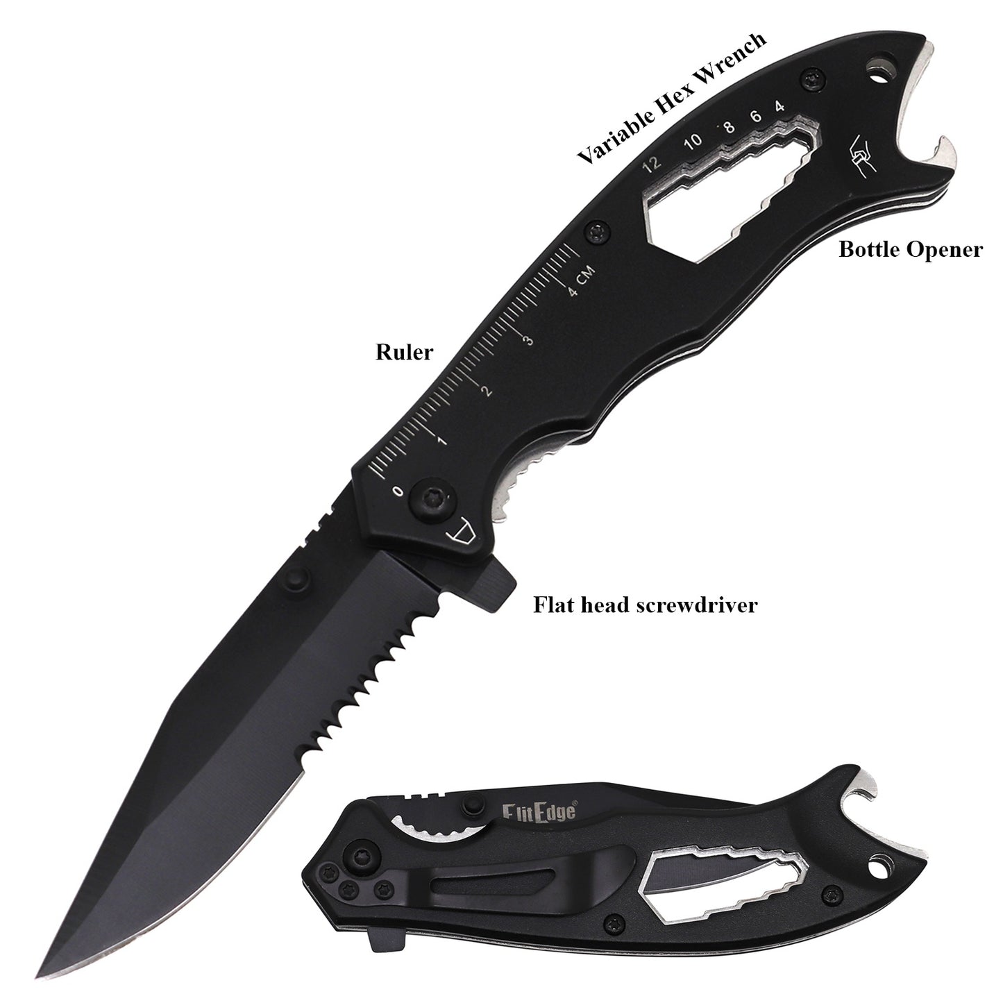 Black Multi Function Spring Assist Folding Camping EDC Pocket Knife