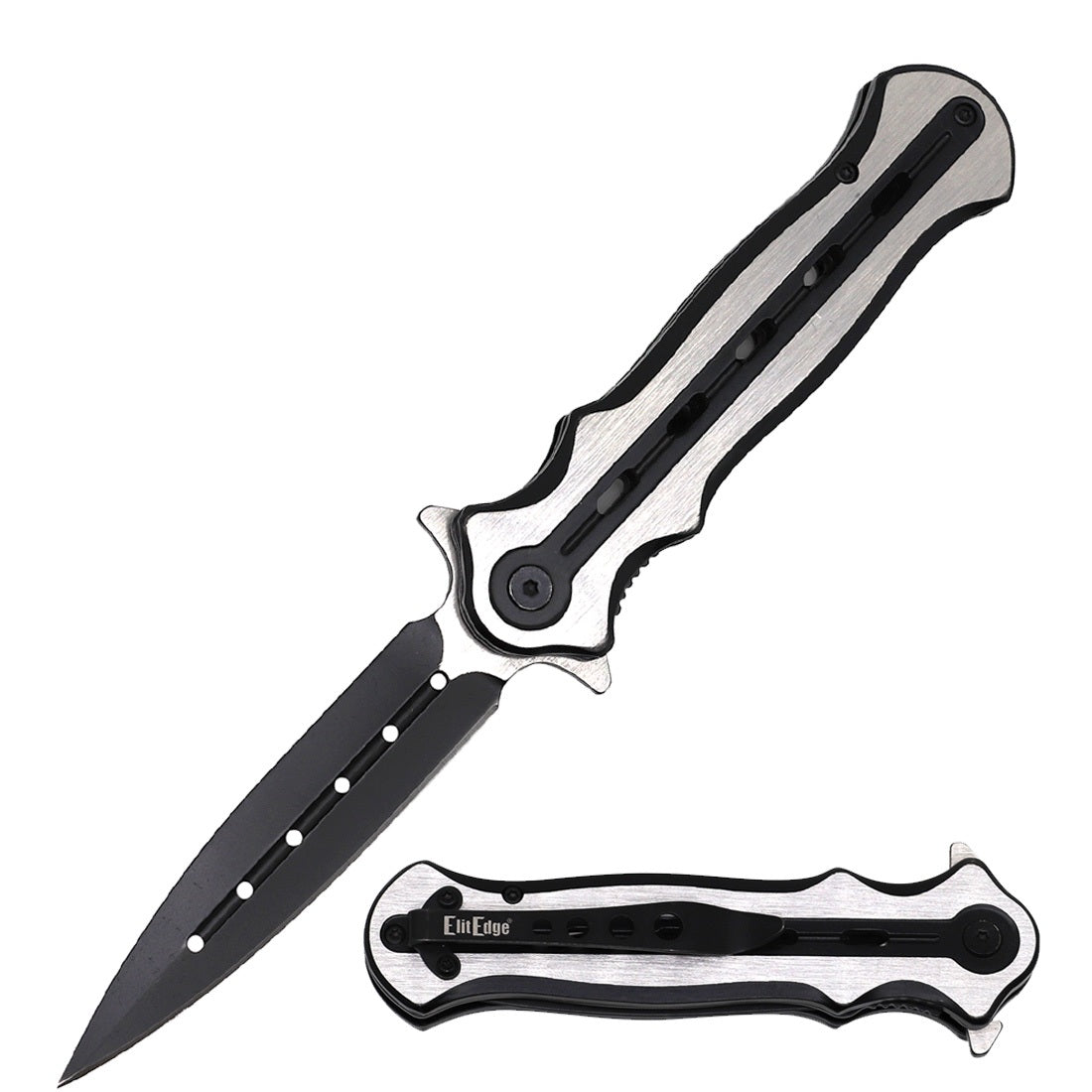 Ball Bearing Black Titanium Coated Dagger Blade Pocket Knife