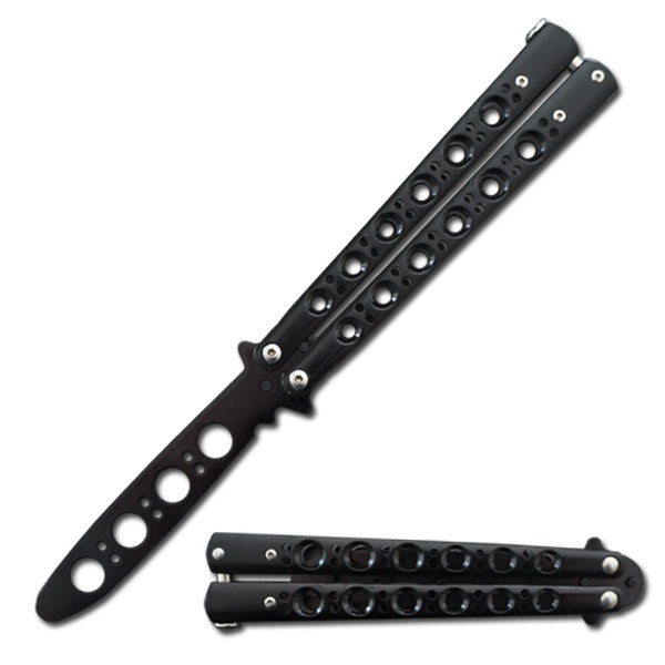 Black Skeleton Stainless Steel Butterfly Trainer Knife