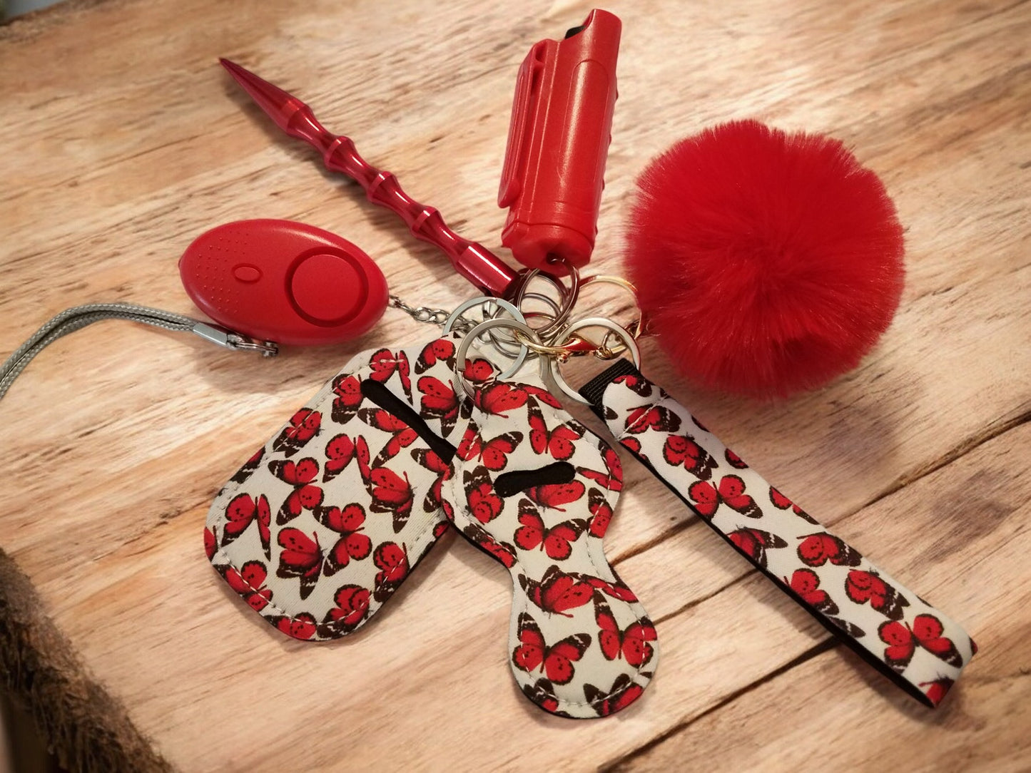 7 Piece Keychain Set with Pepper Spray