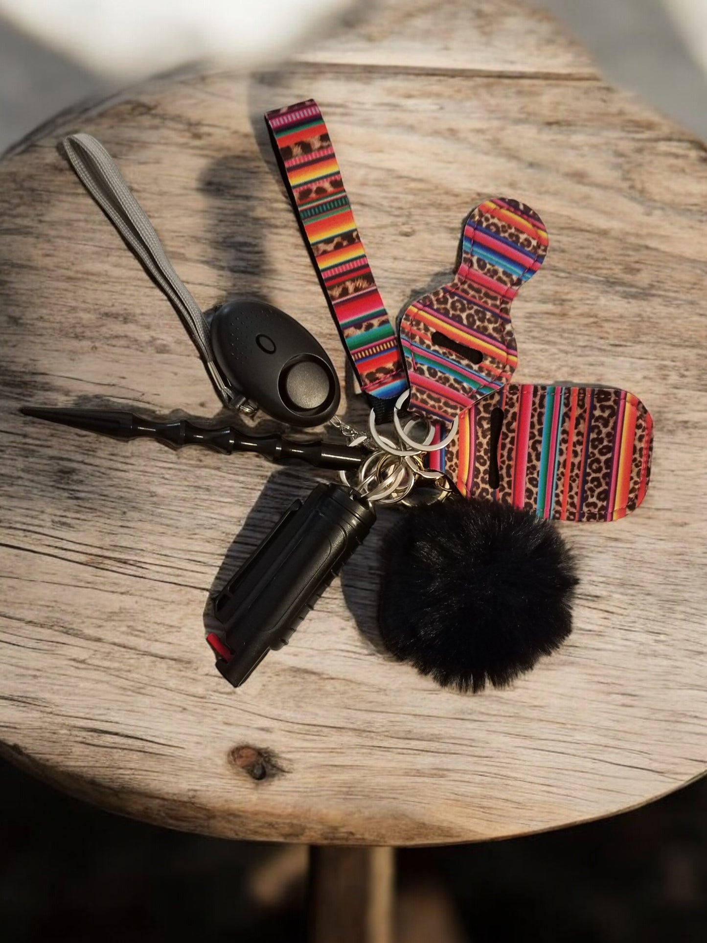 7 Piece Keychain Set with Pepper Spray