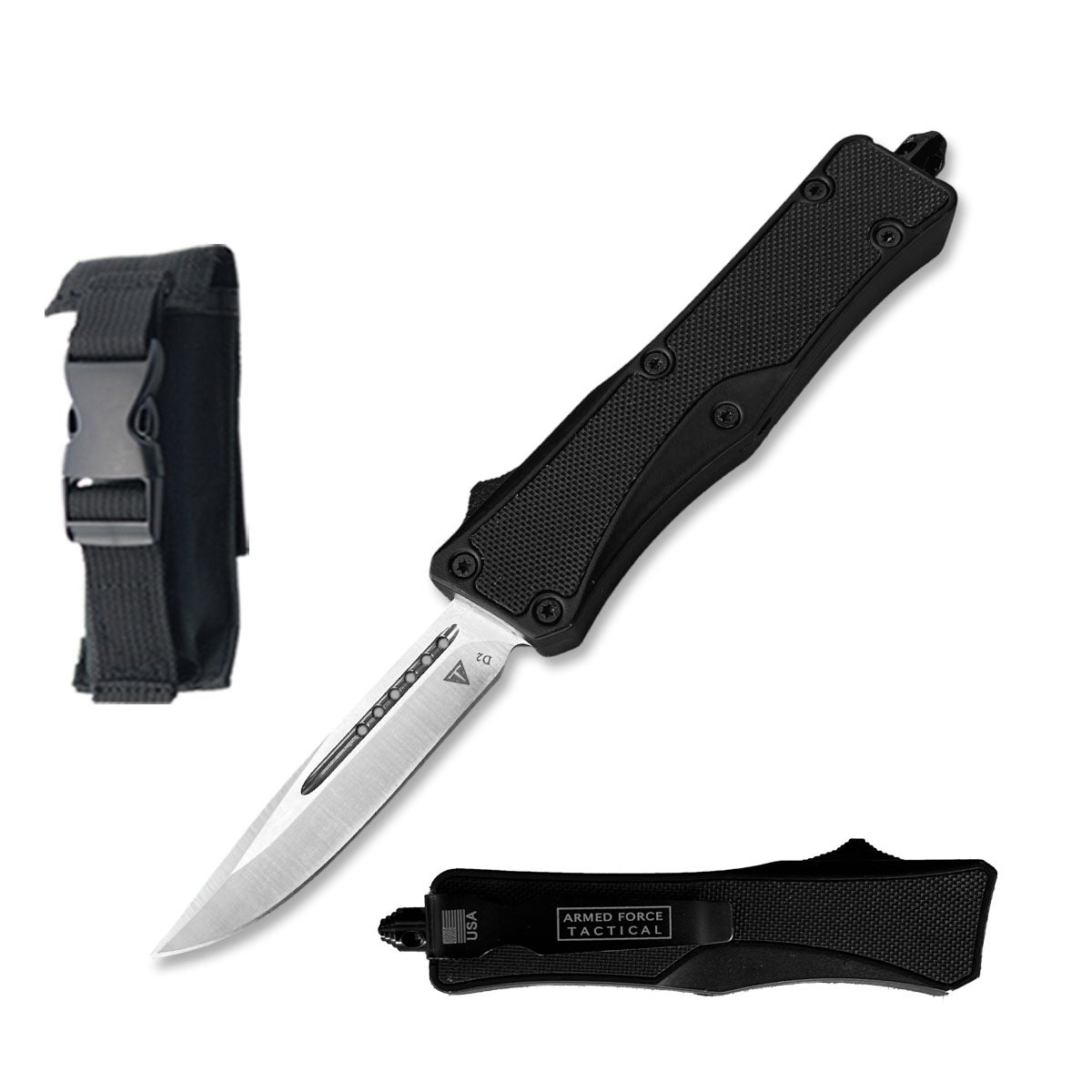 6.75" D2 Steel G10 Handle Drop Point Blade Automatic OTF Knife