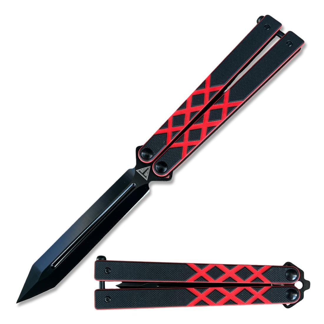 Black G10 Handle Balisong Butterfly Knife Ball Bearing Dagger Point Blade