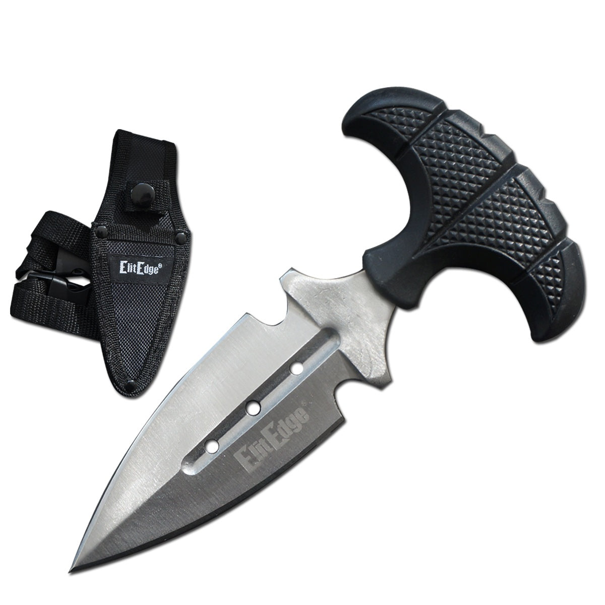 Silver Military Push Dagger Dual Edge Fixed Blade Knife