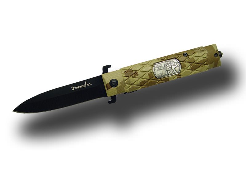 Metal Rubber Baton Handle Xtreme-Tac Spring Assist Knife - Police
