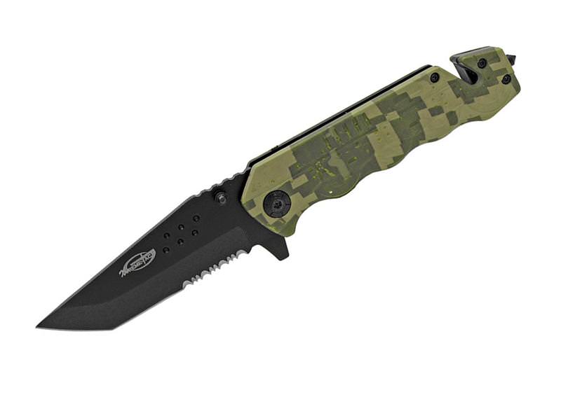 Army Tank Digital Green Camo Rescue Assisted Opening Knife