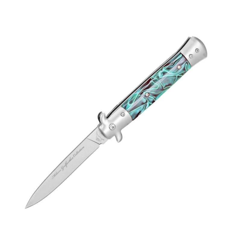 Milano Godfather Stiletto Style Spring Assisted Knife Green & Black