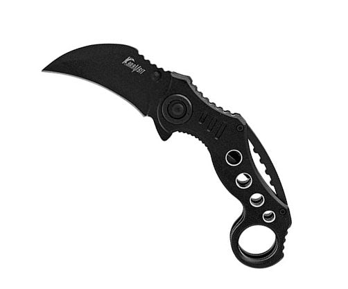 5 Inch Black Metal Handle Karambit Spring Assisted Opening Knife