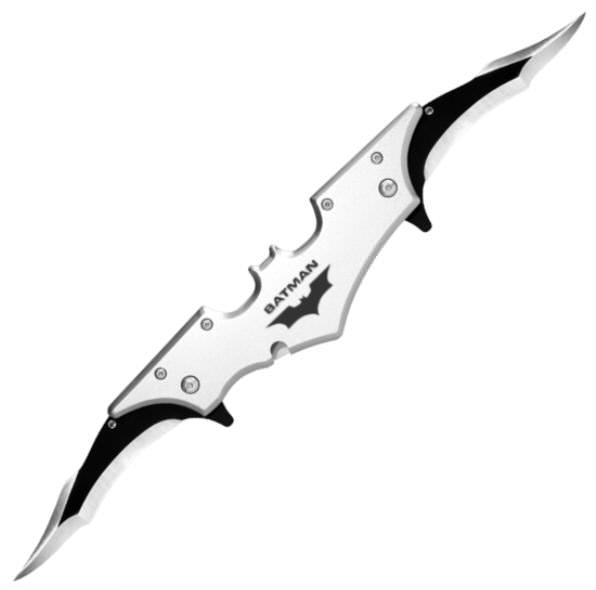 Mini Batman Spring Assisted Double Blade Silver Knife