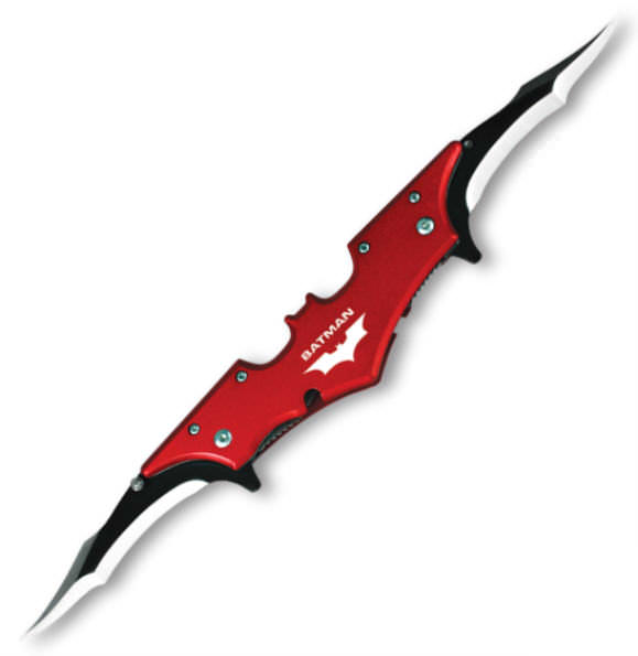 Mini Red Batman Spring Assisted Double Blade Knife