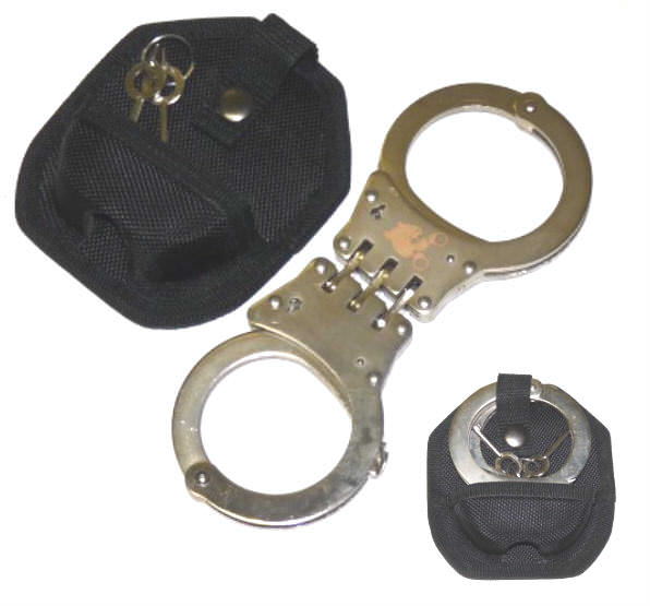 Police Style Double-Lock Hinged Chrome Handcuffs With Carry Case