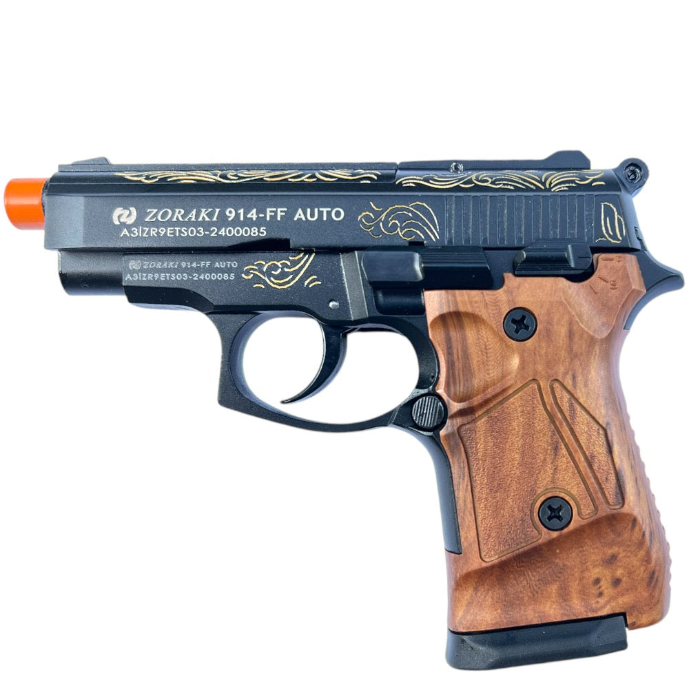 Zoraki 914 9mm Blank Full Auto Firing Engraved Machine Pistol
