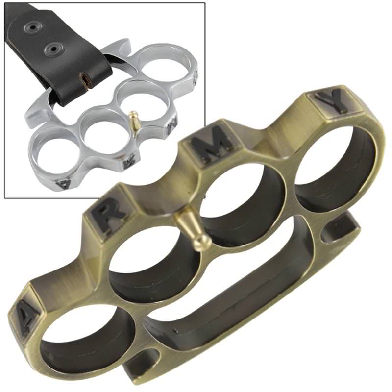 Army Strong Antiqued Brass Knuckle Buckle