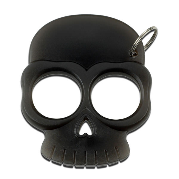 Two Finger Black Self Defense Skull Knuckle Keychain