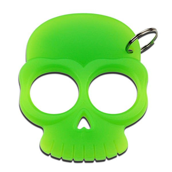 Two Finger Green Self Defense Skull Knuckle Keychain
