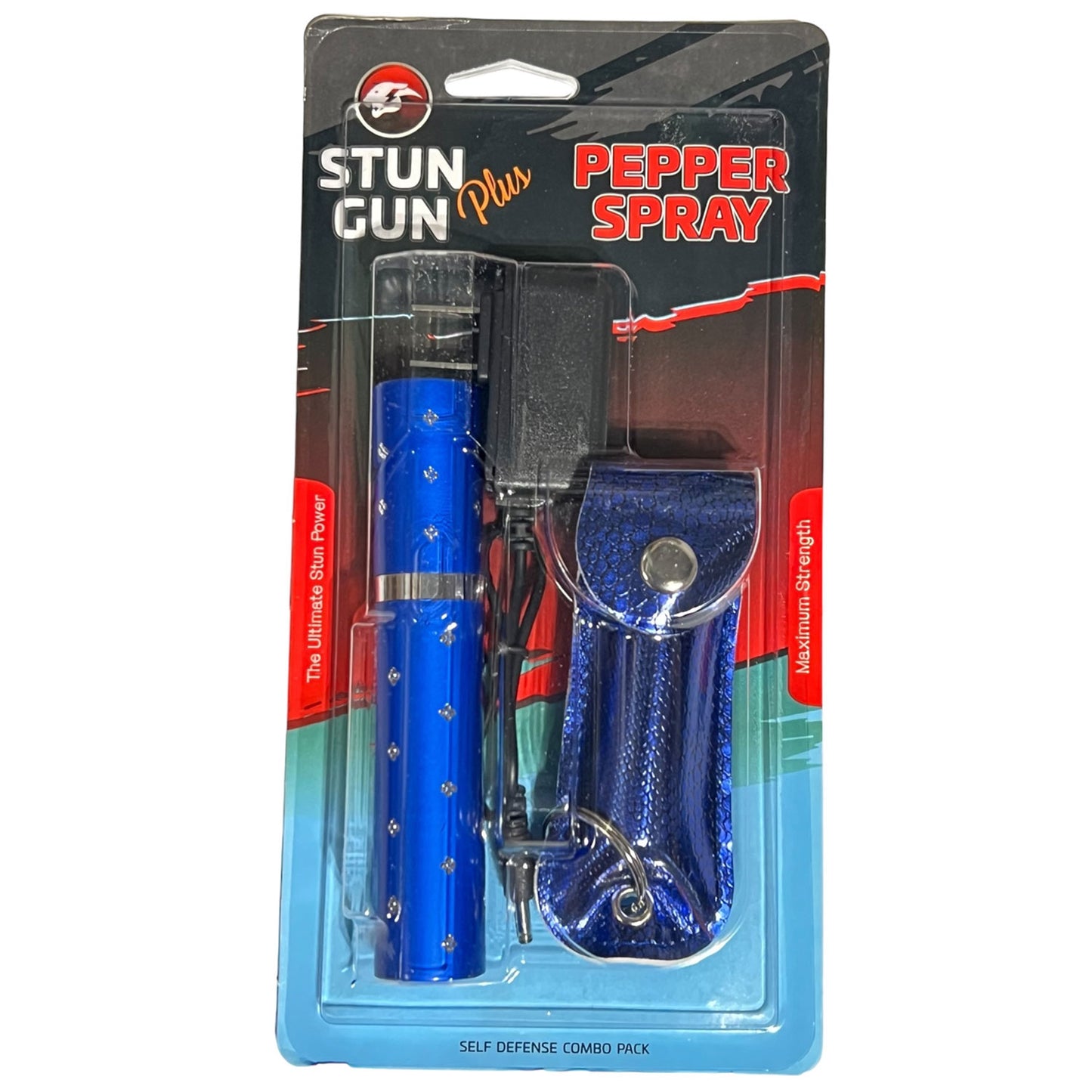 Blue Lipstick Stun Gun and Pepper Spray Combo for Self Defense