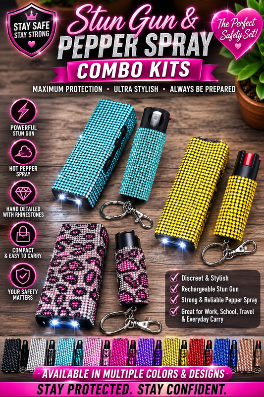 Stun Gun / Pepper Spray Combo Set - Mini Bling