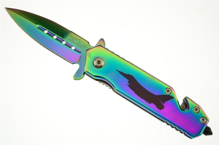 3.5 Inch Closed Rescue Spring Assist Air Force Folding Knife - Titanium