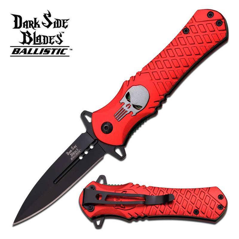 Red Stiletto Style Punisher Spring Assist Knife
