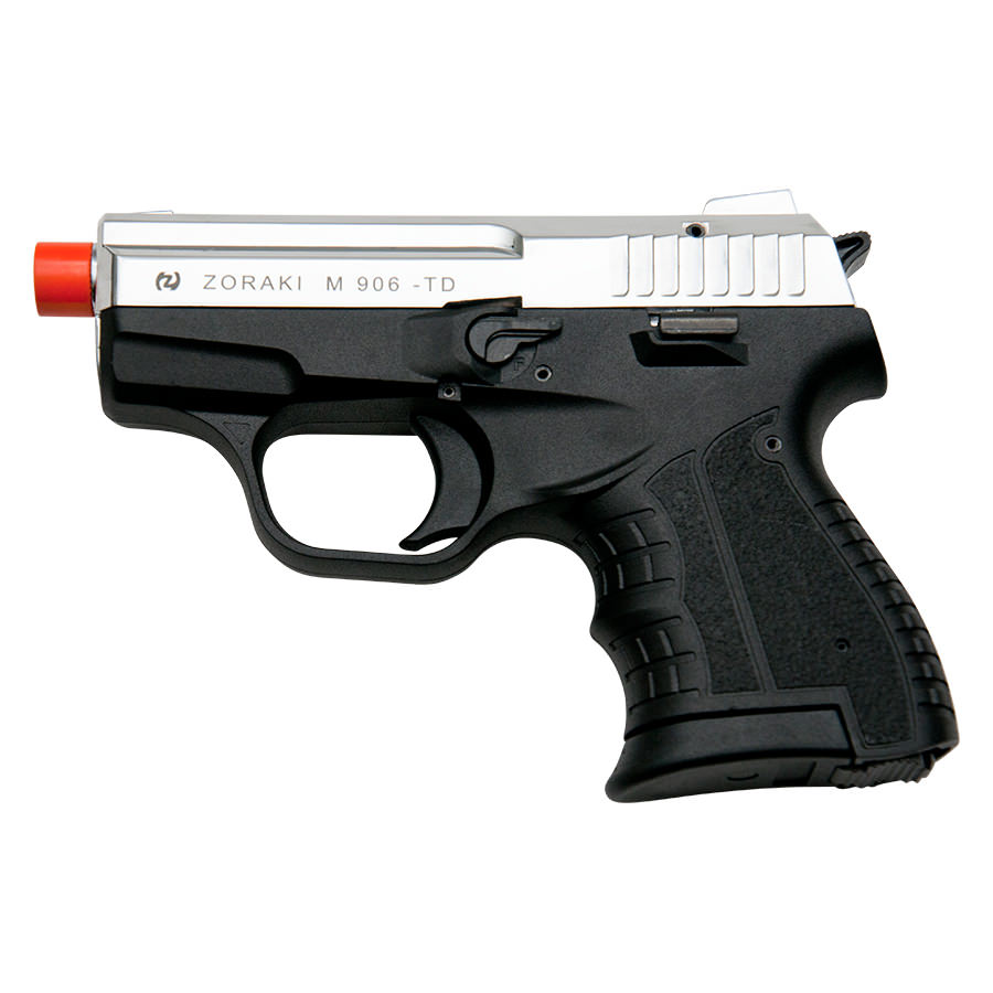 Zoraki M906 Chrome Finish - 9MM Front Firing Blank Pistol Semi-Auto Gun