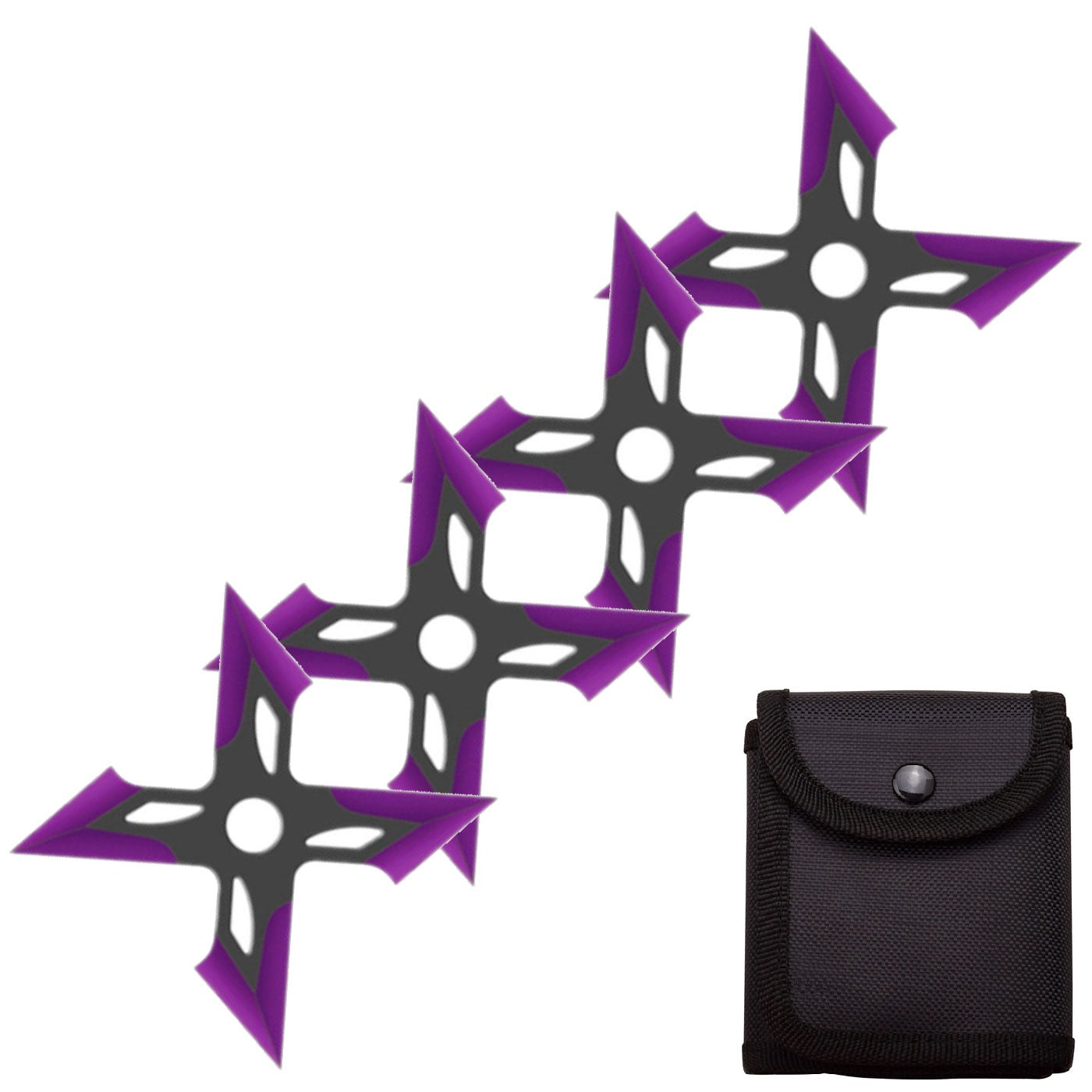 4 Pc Black/Purple Finish Four-Pointed X Throwing Ninja Stars Shuriken