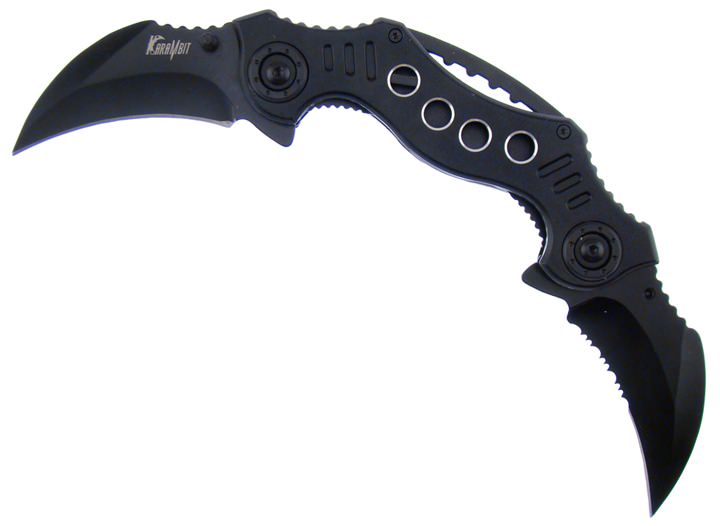Double Trouble Dual Blade Karambit Assisted Open Knife - Black