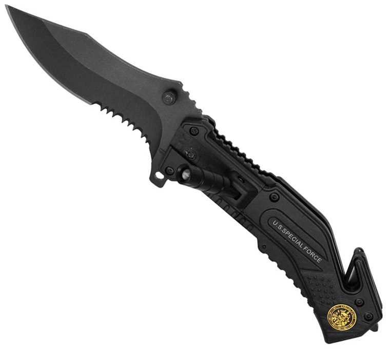 Special Force Rescue Folder Spring Assisted Knife With LED Light