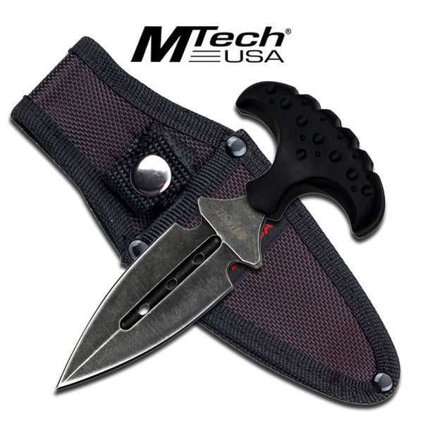 5MM Thick Blade Black Handle Push Dagger