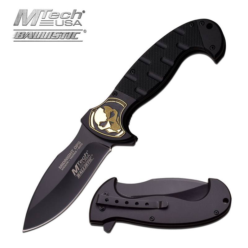 MIDNIGHT OPS Tactical Spring Assisted Folding Knife - MTech Stealth Tactics