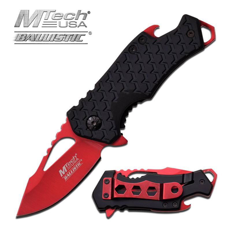 3 Inches Assisted Opening Knife Red Blade With Black Handle