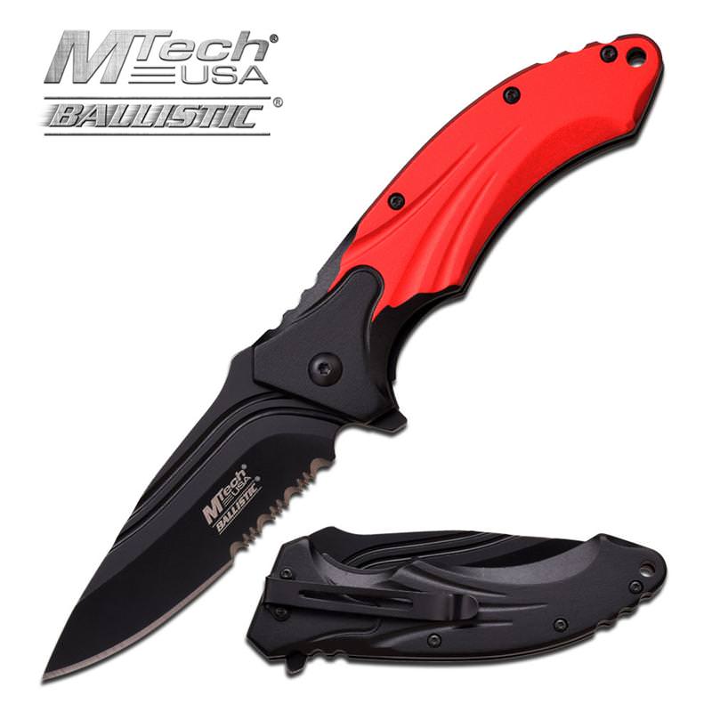 Mtech Ballistic Red Handle Assisted Opening Knife