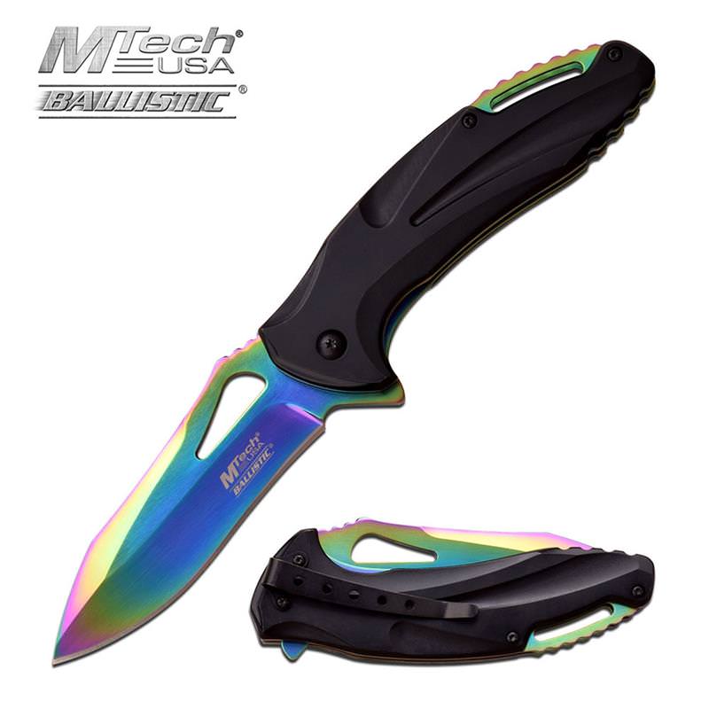 5 Inch Closed Rainbow MTech Spring Assisted Opening Knife