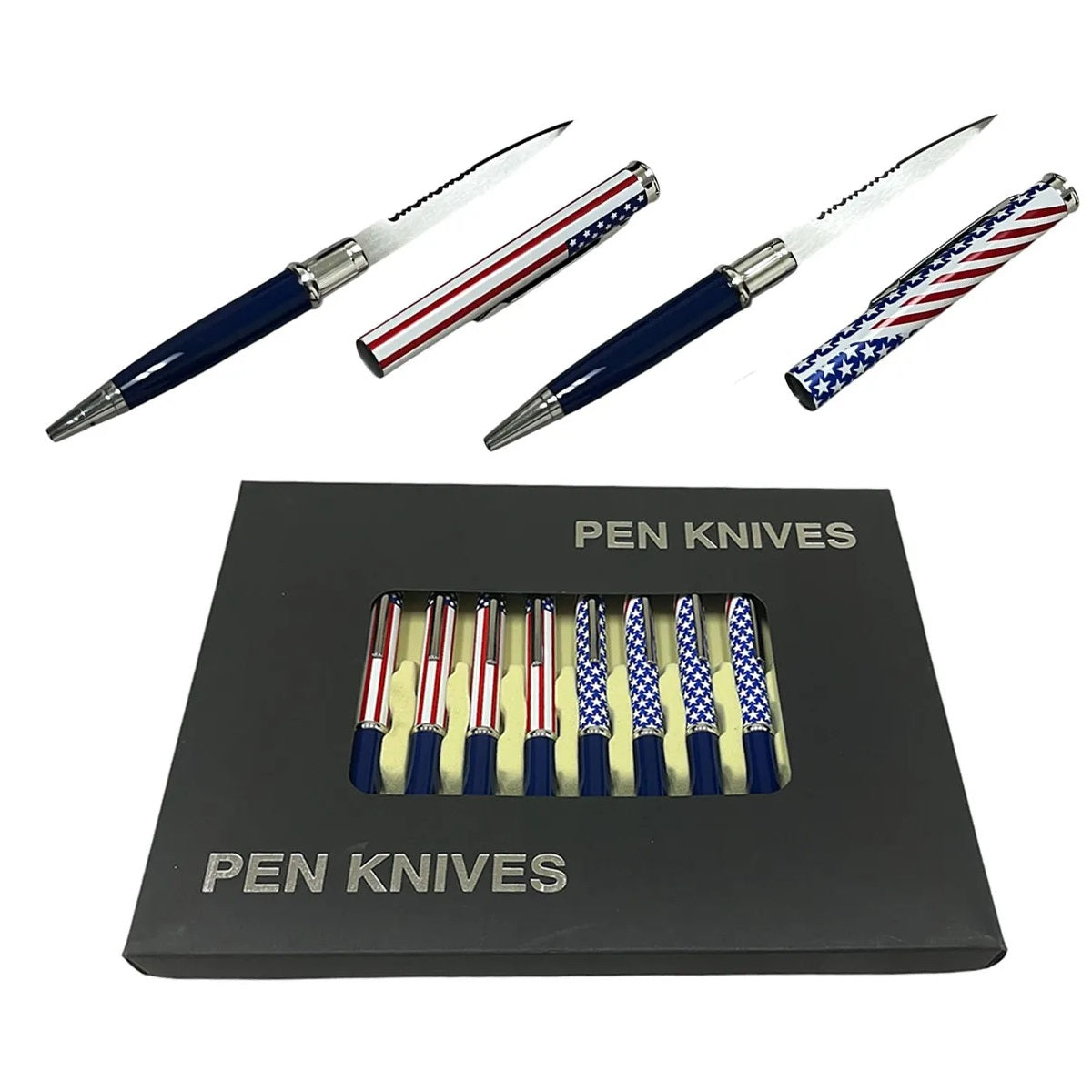 12 Pcs American Flag Letter Opener Pen Knife Set 2 Assorted Designs
