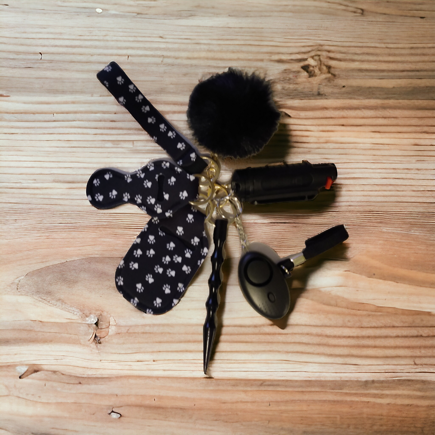 7 Piece Keychain Set with Pepper Spray