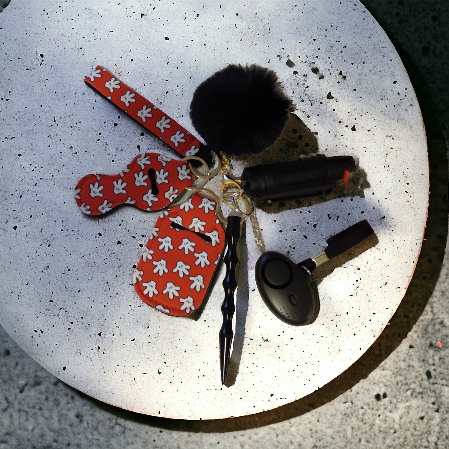 7 Piece Keychain Set with Pepper Spray