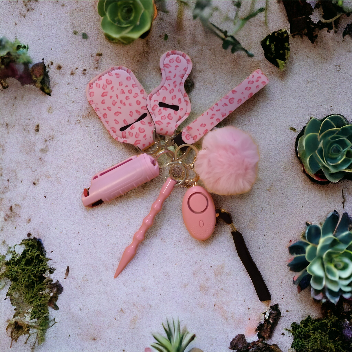 7 Piece Keychain Set with Pepper Spray