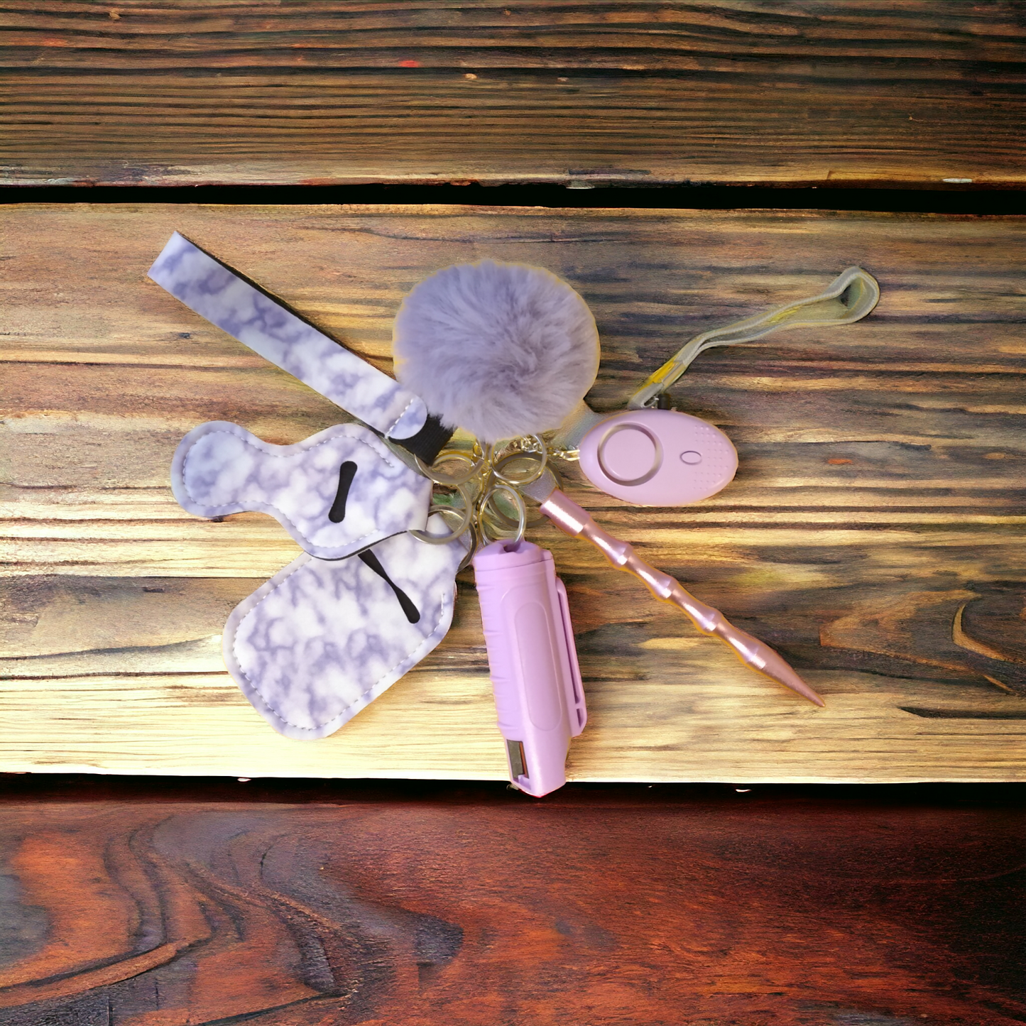 7 Piece Keychain Set with Pepper Spray