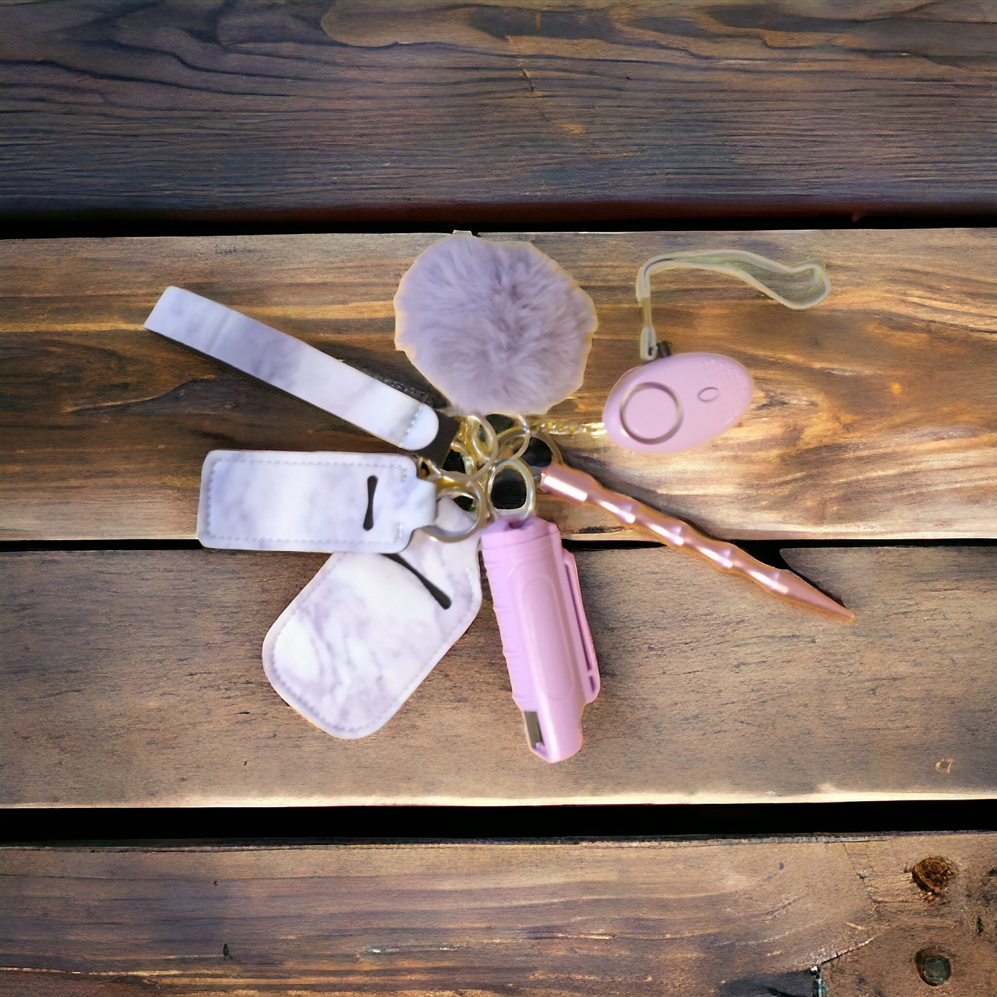 7 Piece Keychain Set with Pepper Spray