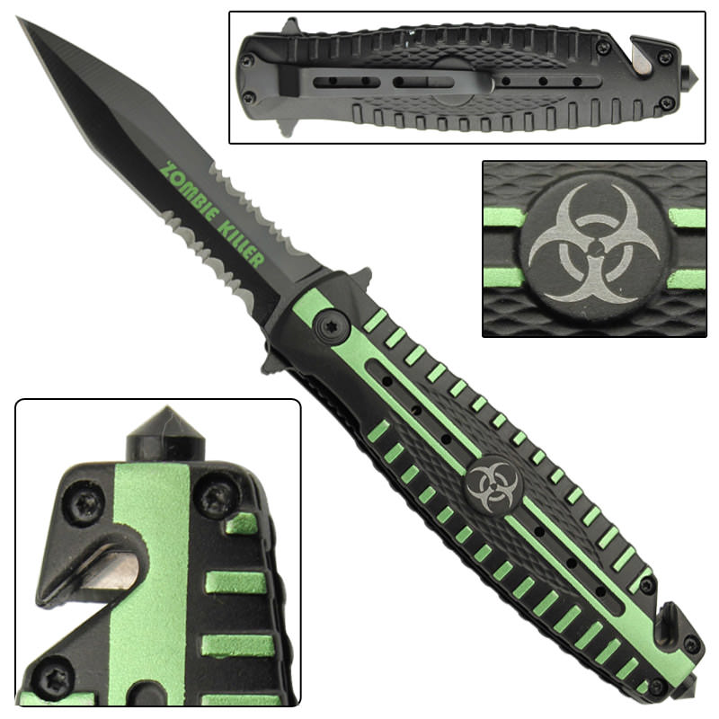 Quarantine Zombie Killer Spring Assist Tactical Knife