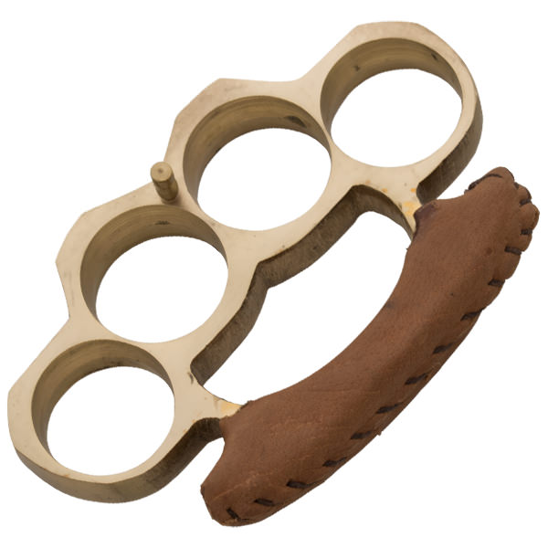 Real Genuine Brass Buckle Knuckles & Paperweight Leather Support