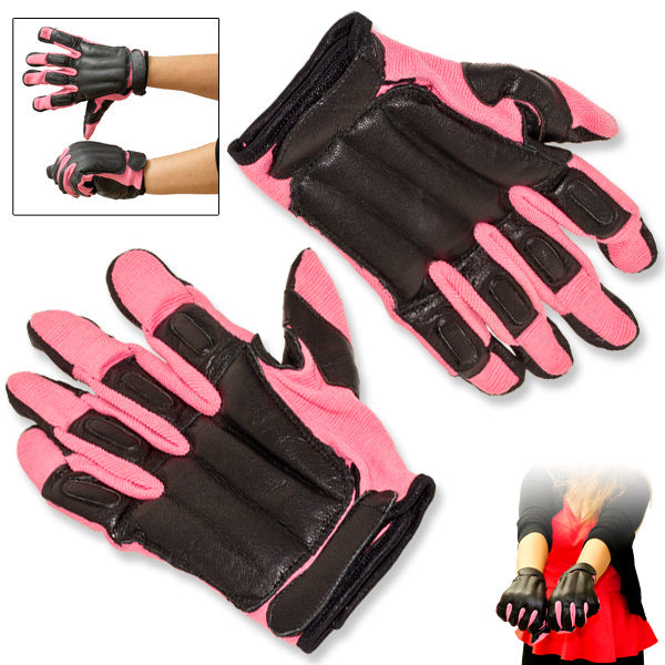 Pink Full Finger Sap Gloves With Steel Shot - Size Medium