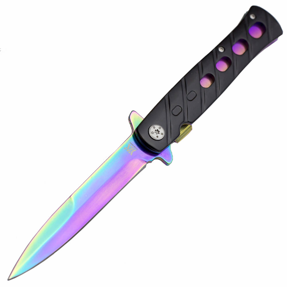 DZS Spring Assisted STILETTO God Father Style Pocket Knife with Clip