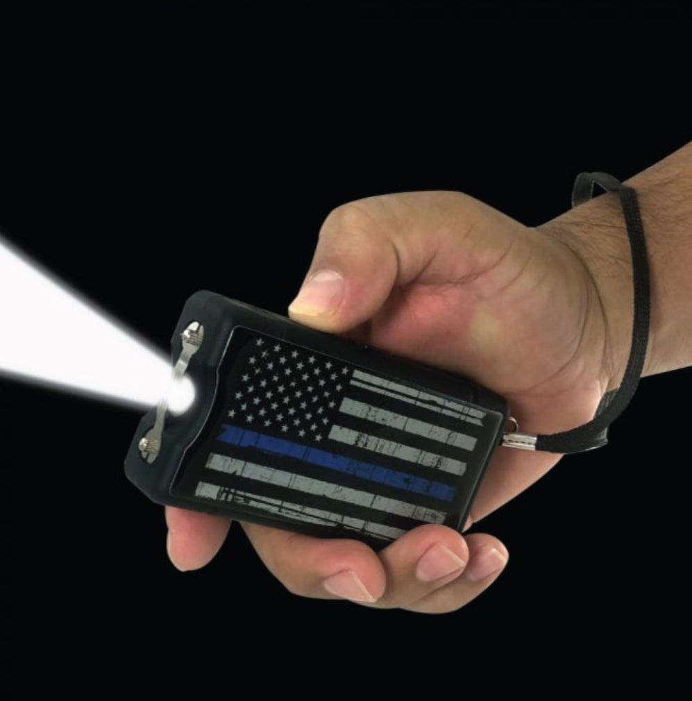 Police Force Blue Line Stun Gun w/ Paracord Bracelet, 9.1M Volts