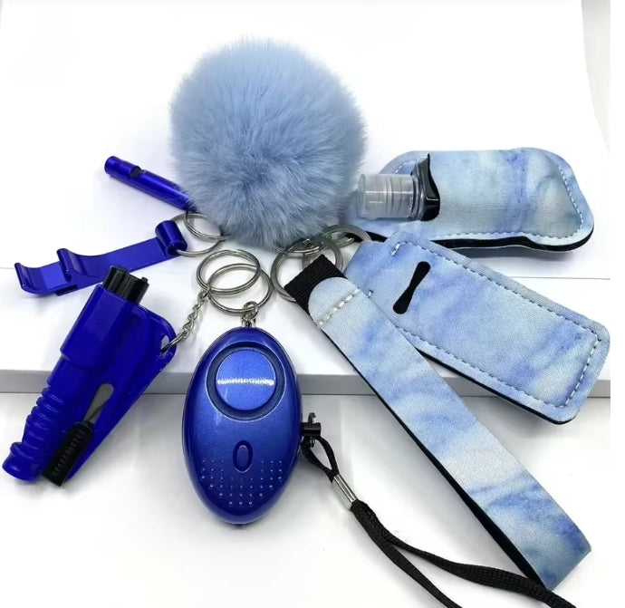DISCONTINUED DESIGNS = 9 Piece Keychain Kit Novelty Collection with Pepper Spray