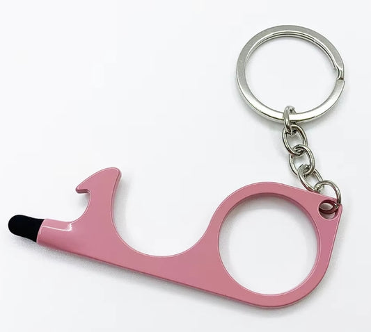 Multitool Keychain Door Opener with Touchscreen Stylus and Bottle Opener