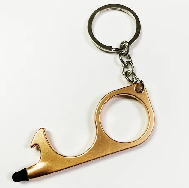 Multitool Keychain Door Opener with Touchscreen Stylus and Bottle Opener