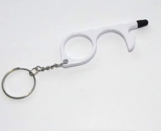 Multitool Keychain Door Opener with Touchscreen Stylus and Bottle Opener
