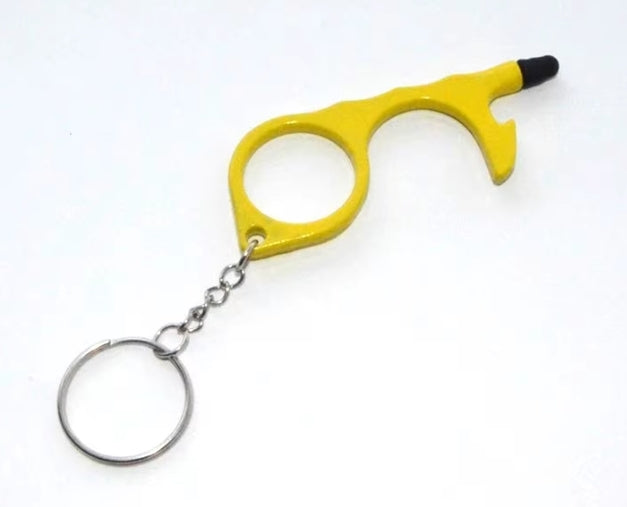 Multitool Keychain Door Opener with Touchscreen Stylus and Bottle Opener